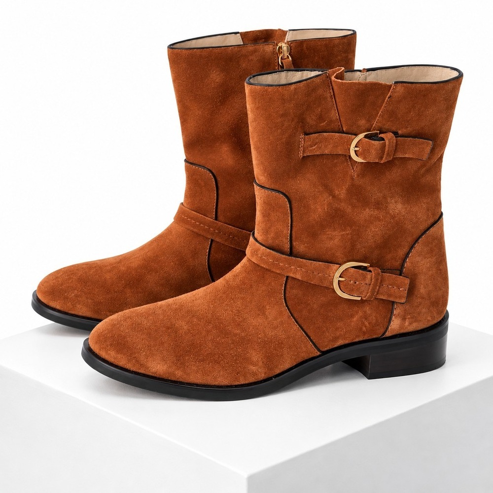 Stuart Weitzman The Hale Suede Ankle Designer Luxury Boots Saddle Brown 11.5M